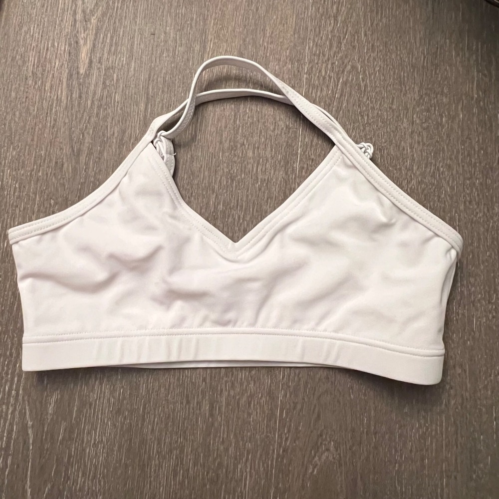 Weissman Lustre Camisole Bra Top Girls Medium 10/12 White Dancewear 16590 NWOT